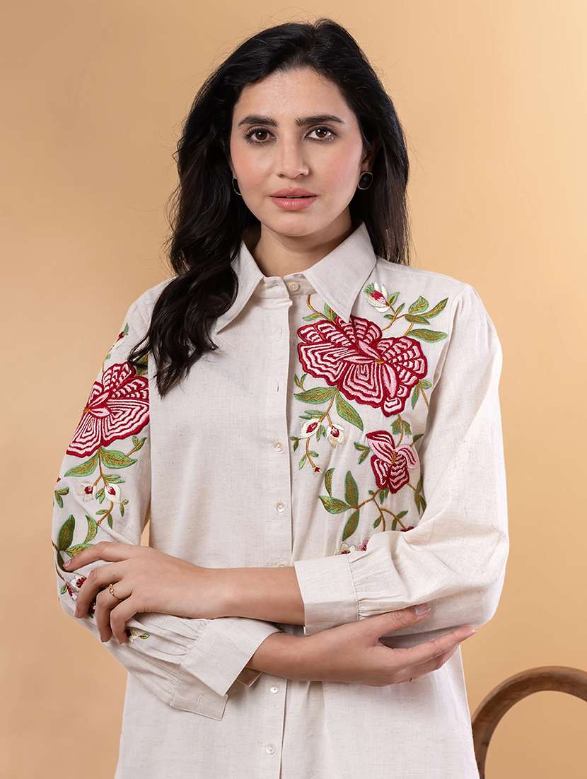 women three quarter sleeve regular fit ethnic co-ord set - 22058649 -  Standard Image - 1