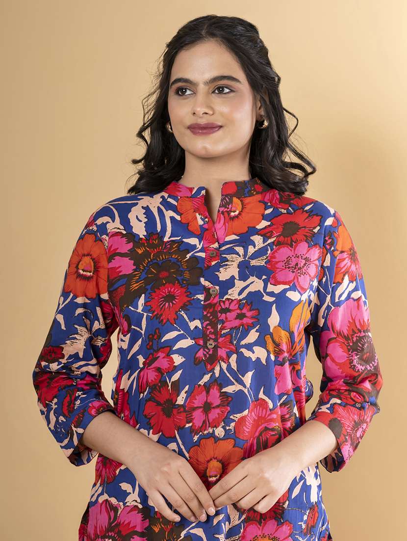 blue cotton blend coord set - 22058658 -  Standard Image - 4