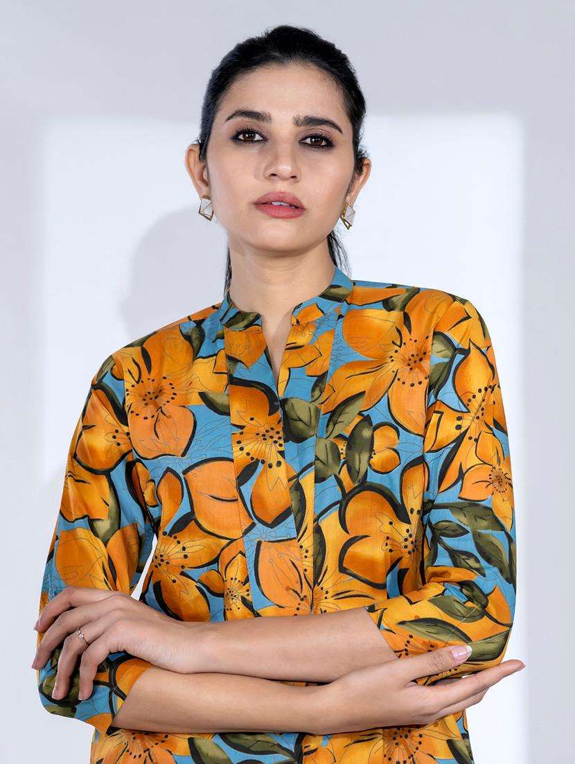 women three quarter sleeve regular fit ethnic co-ord set - 22058659 -  Standard Image - 1