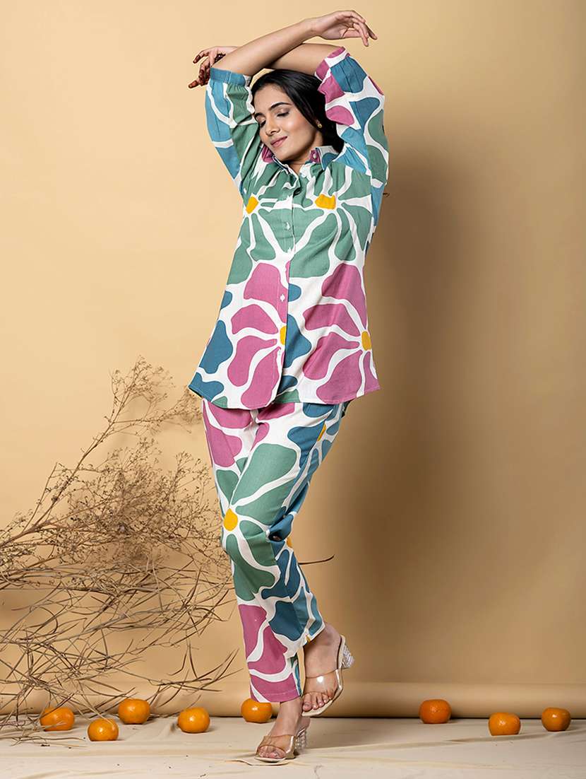 multi colored cotton blend coord set - 22058663 - Standard Image - 1