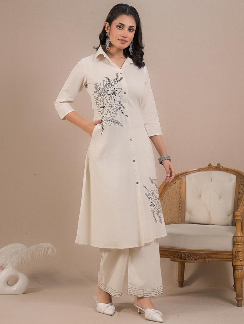 off white cotton blend coord set - 22058668 - Standard Image - 4
