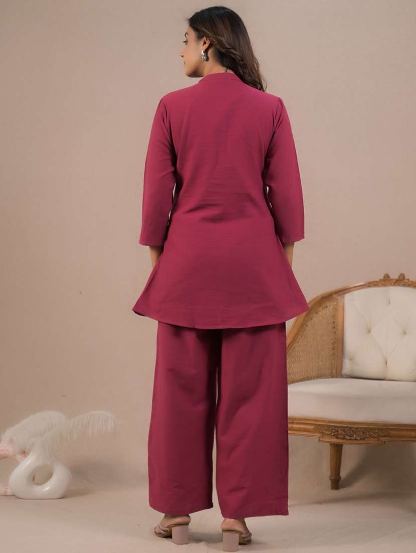 pink cotton blend coord set - 22058669 -  Standard Image - 4