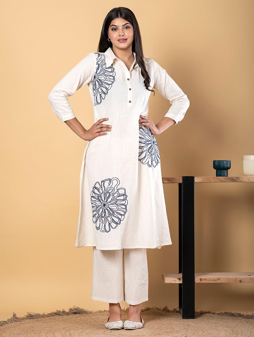 off white cotton blend coord set - 22058671 - Standard Image - 1