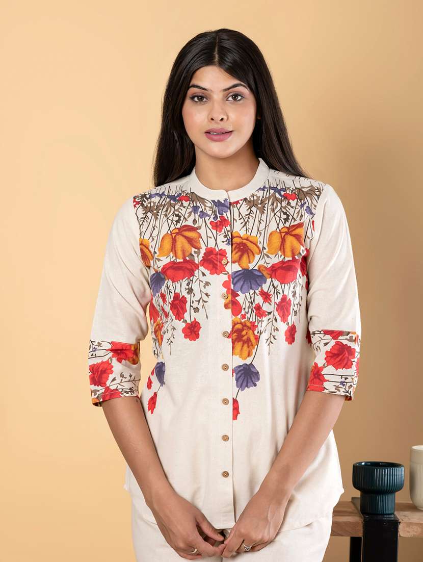 women three quarter sleeve regular fit ethnic co-ord set - 22058675 - Standard Image - 1