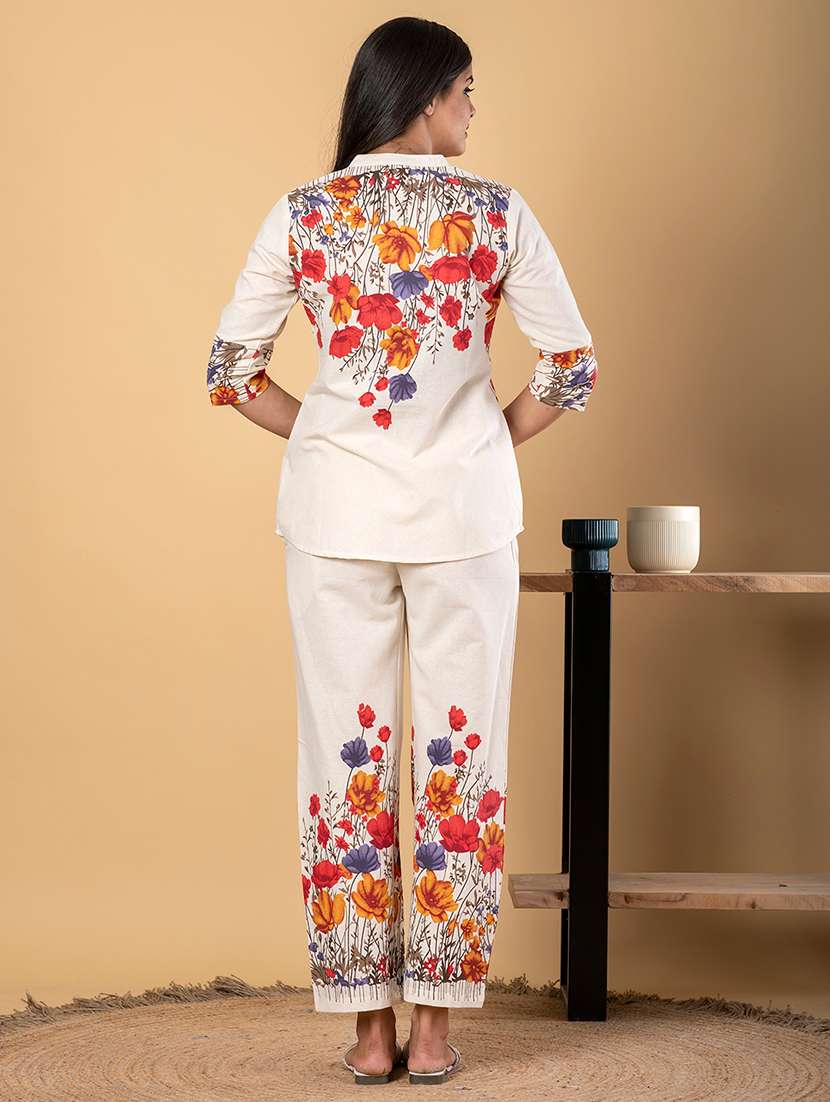 women three quarter sleeve regular fit ethnic co-ord set - 22058675 - Standard Image - 4