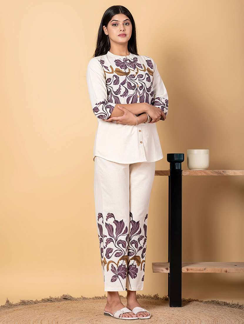 purple cotton blend coord set - 22058677 - Standard Image - 1