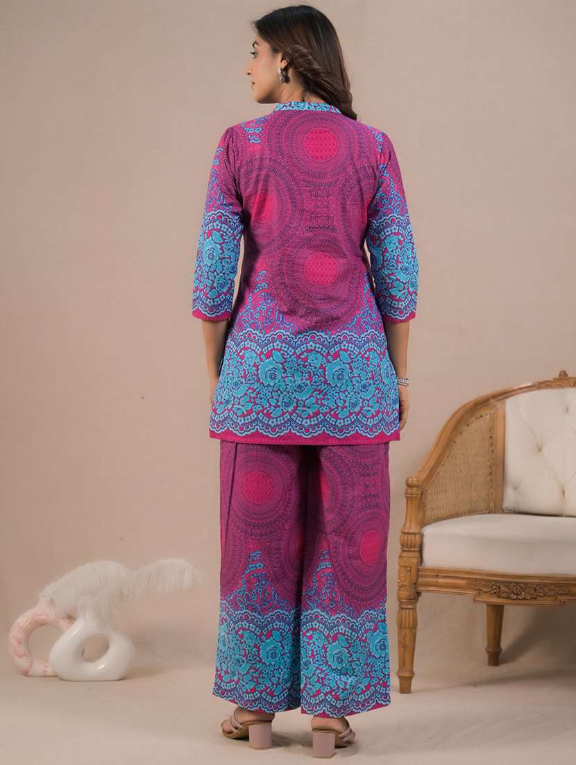 women three quarter sleeve regular fit ethnic co-ord set - 22058680 - Standard Image - 4