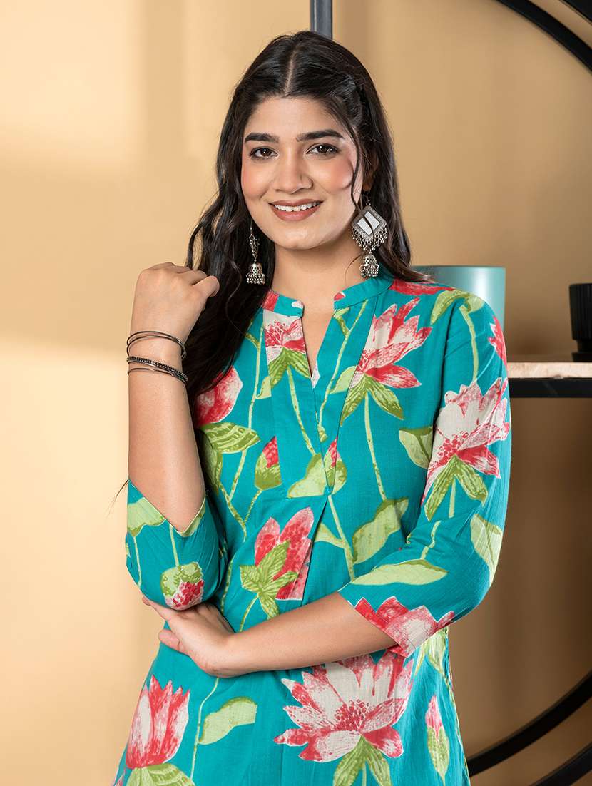 women three quarter sleeve regular fit ethnic co-ord set - 22058684 -  Standard Image - 4