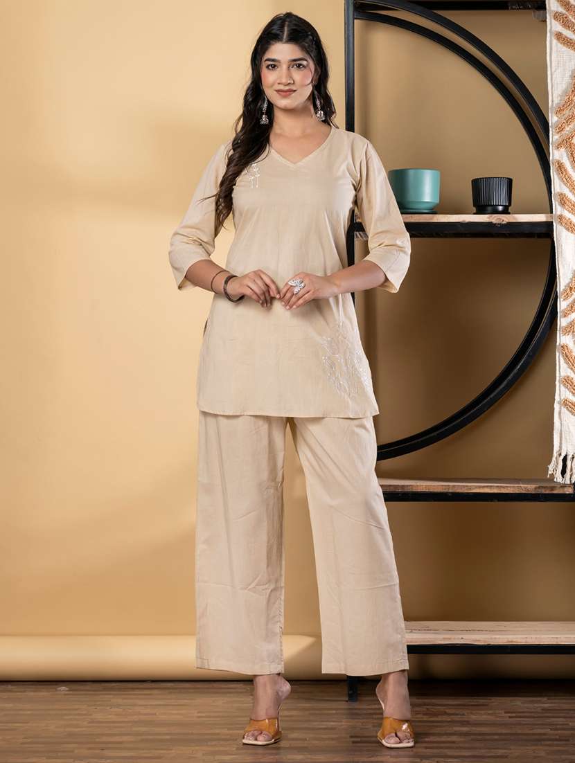 nude cotton coord set - 22058685 - Standard Image - 1