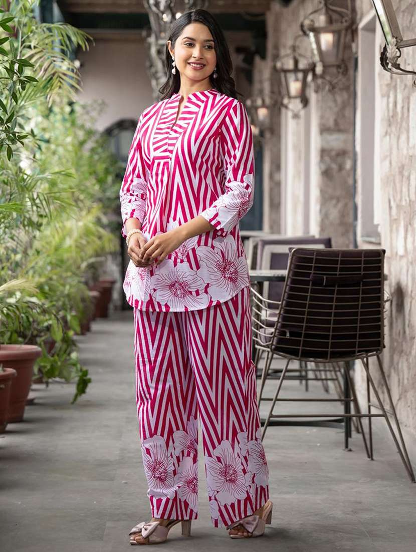 maroon cotton coord set - 22058689 -  Standard Image - 1