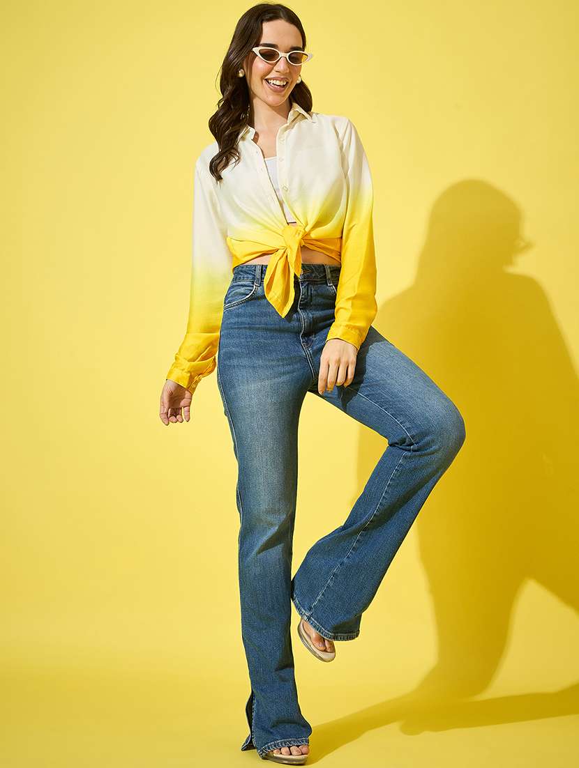 women ombre print collared long sleeve shirt - 22058717 -  Standard Image - 4