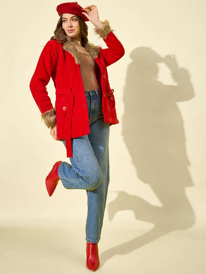red velvet fur jacket winter wear jacket - 22058744 - Standard Image - 4