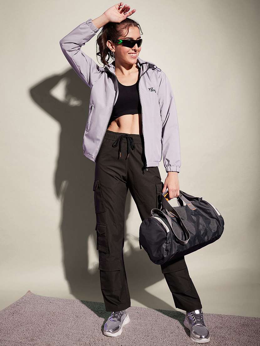 women solid long sleeve hooded windcheater jacket - 22058748 - Standard Image - 4