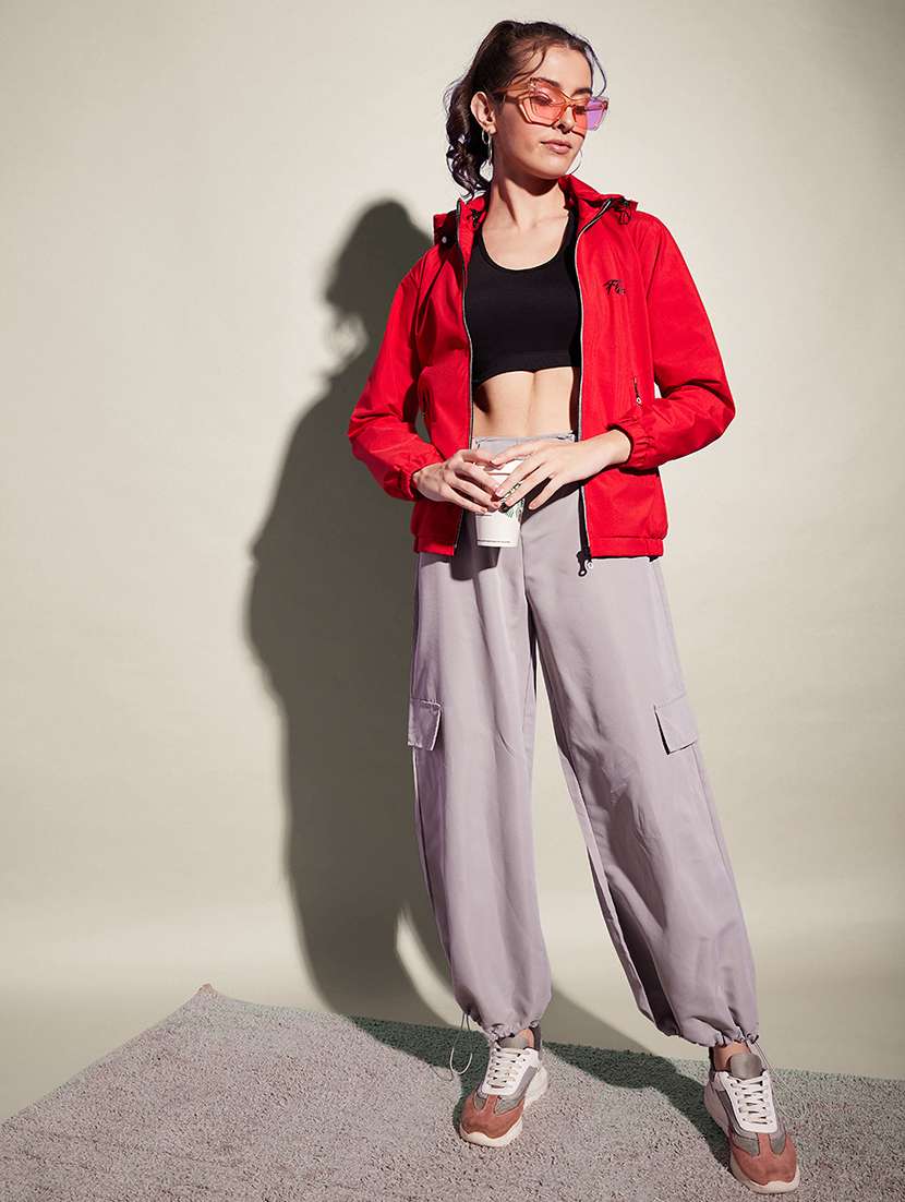 women solid long sleeve hooded windcheater jacket - 22058749 - Standard Image - 4