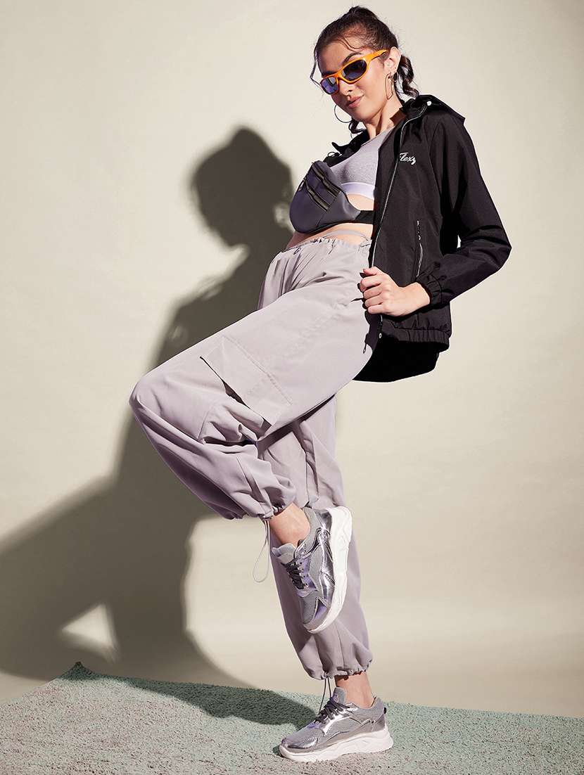 women solid long sleeve hooded windcheater jacket - 22058750 - Standard Image - 4