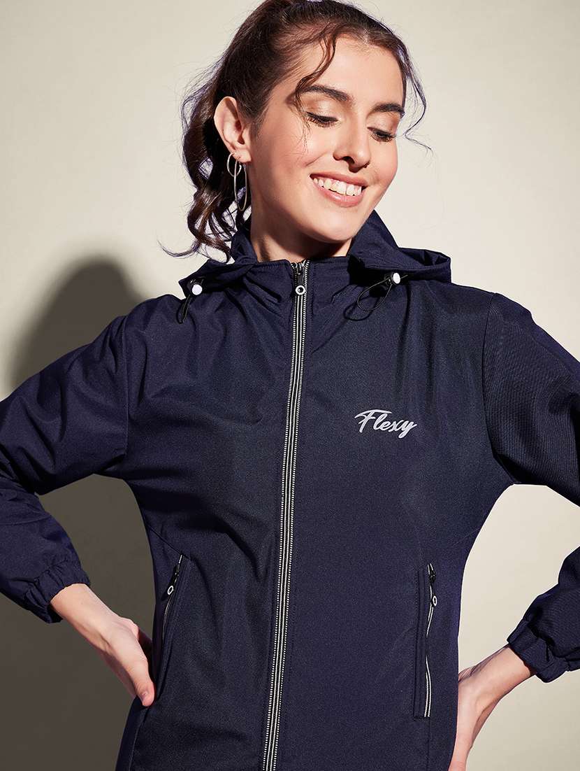 women solid long sleeve hooded windcheater jacket - 22058751 - Standard Image - 4