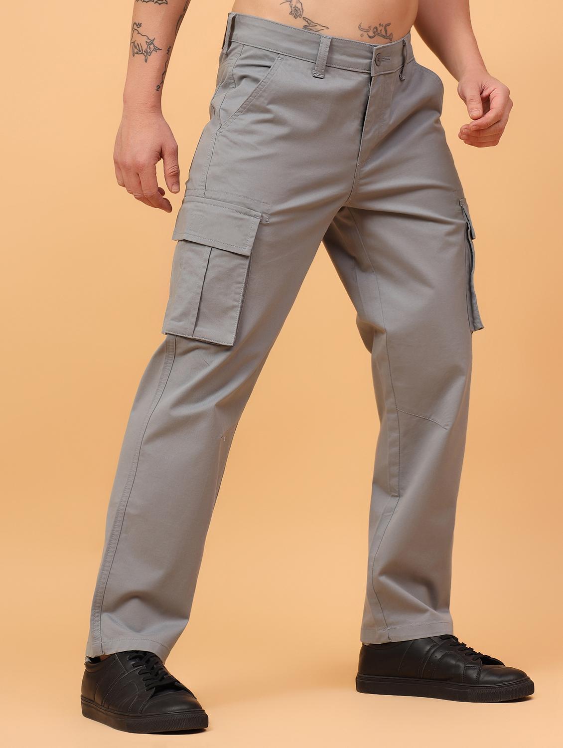 men solid mid rise regular fit cargo - 22058752 - Standard Image - 1