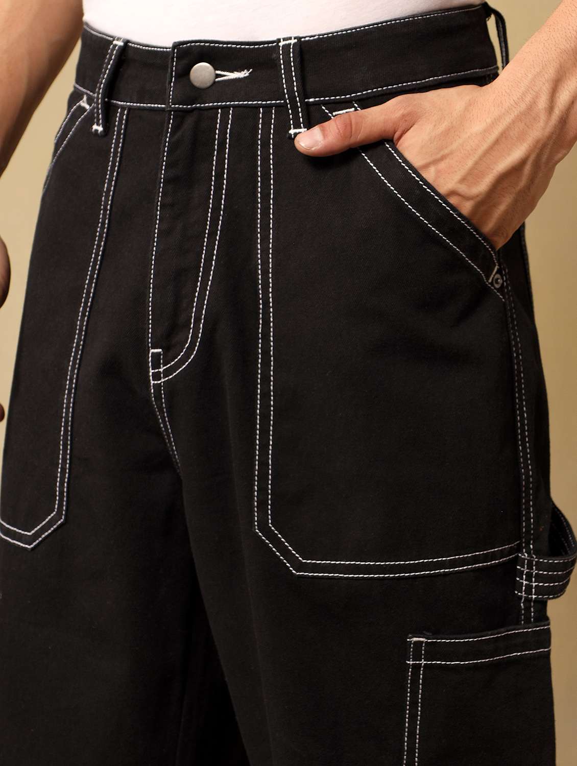 men solid mid rise baggy jean - 22058760 -  Standard Image - 4