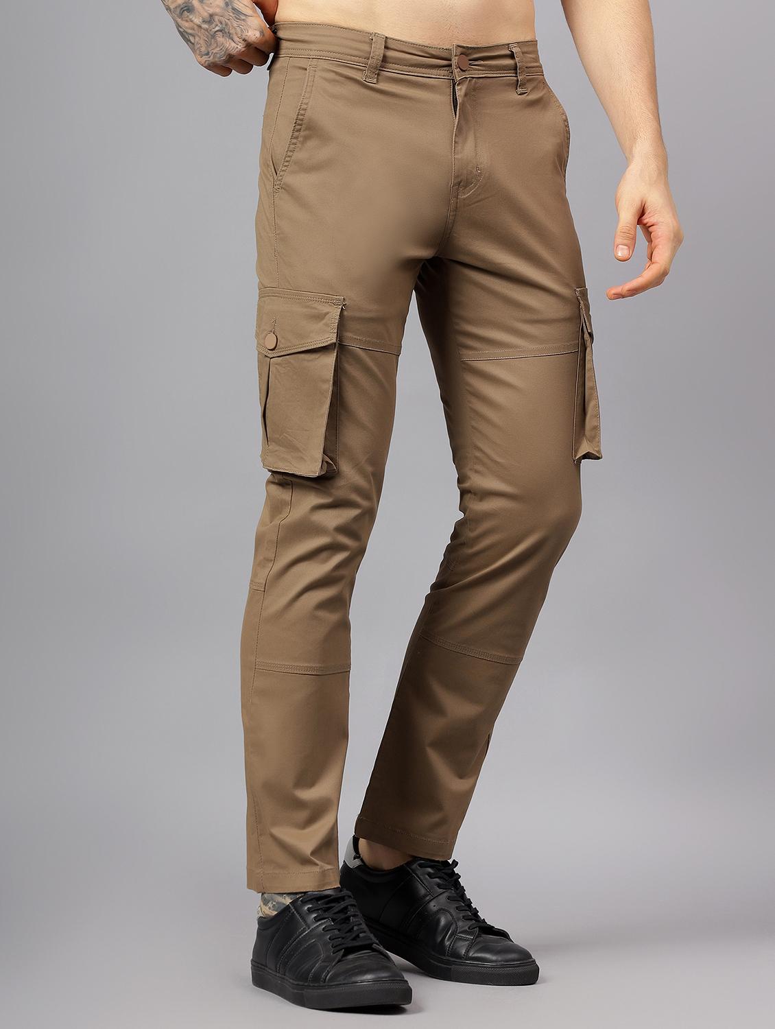 men solid mid rise regular fit cargo - 22058762 - Standard Image - 1