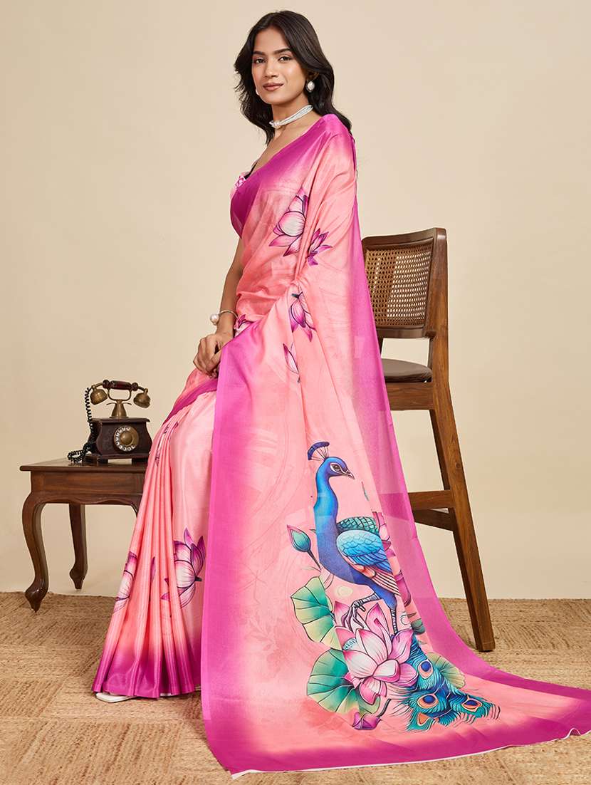 women floral printed saree with blouse - 22058779 -  Standard Image - 1