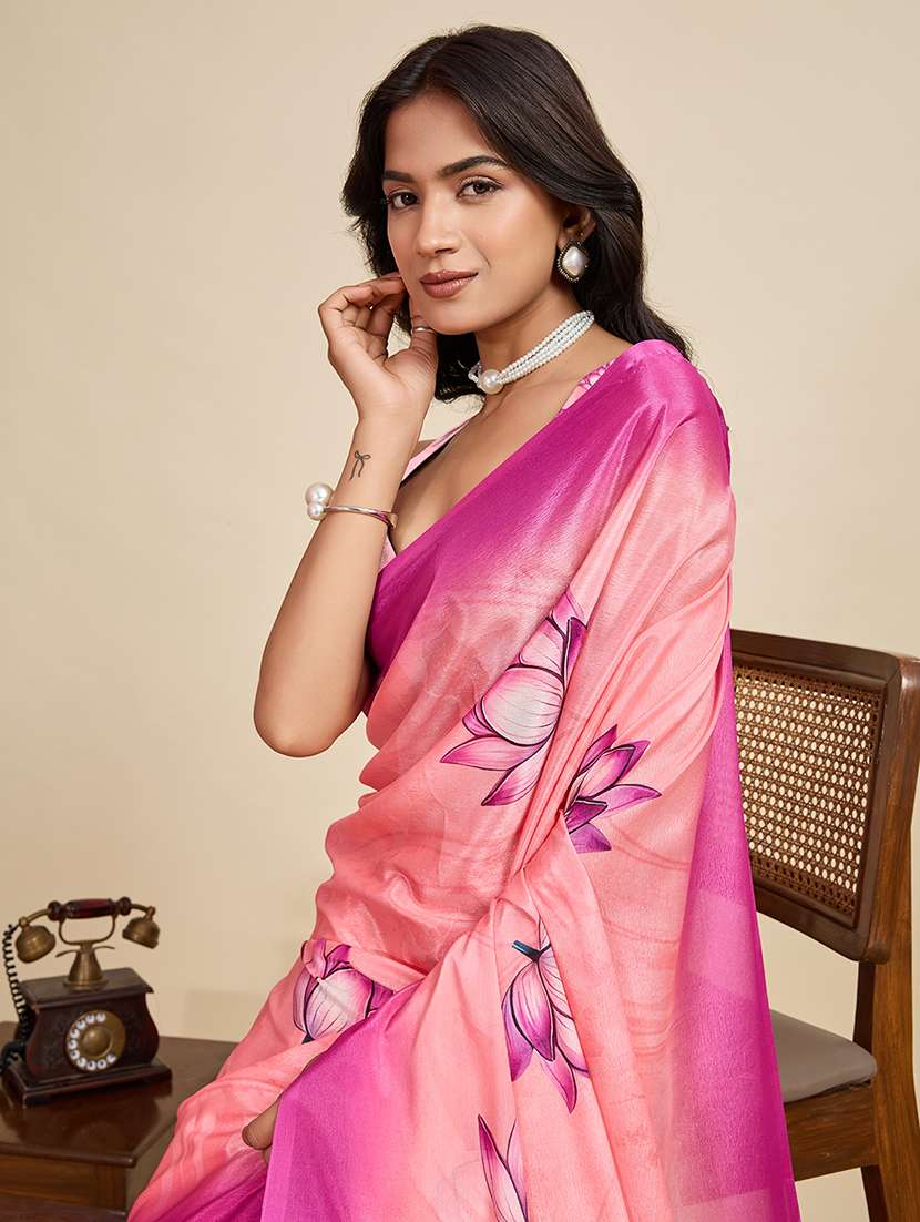 women floral printed saree with blouse - 22058779 -  Standard Image - 4