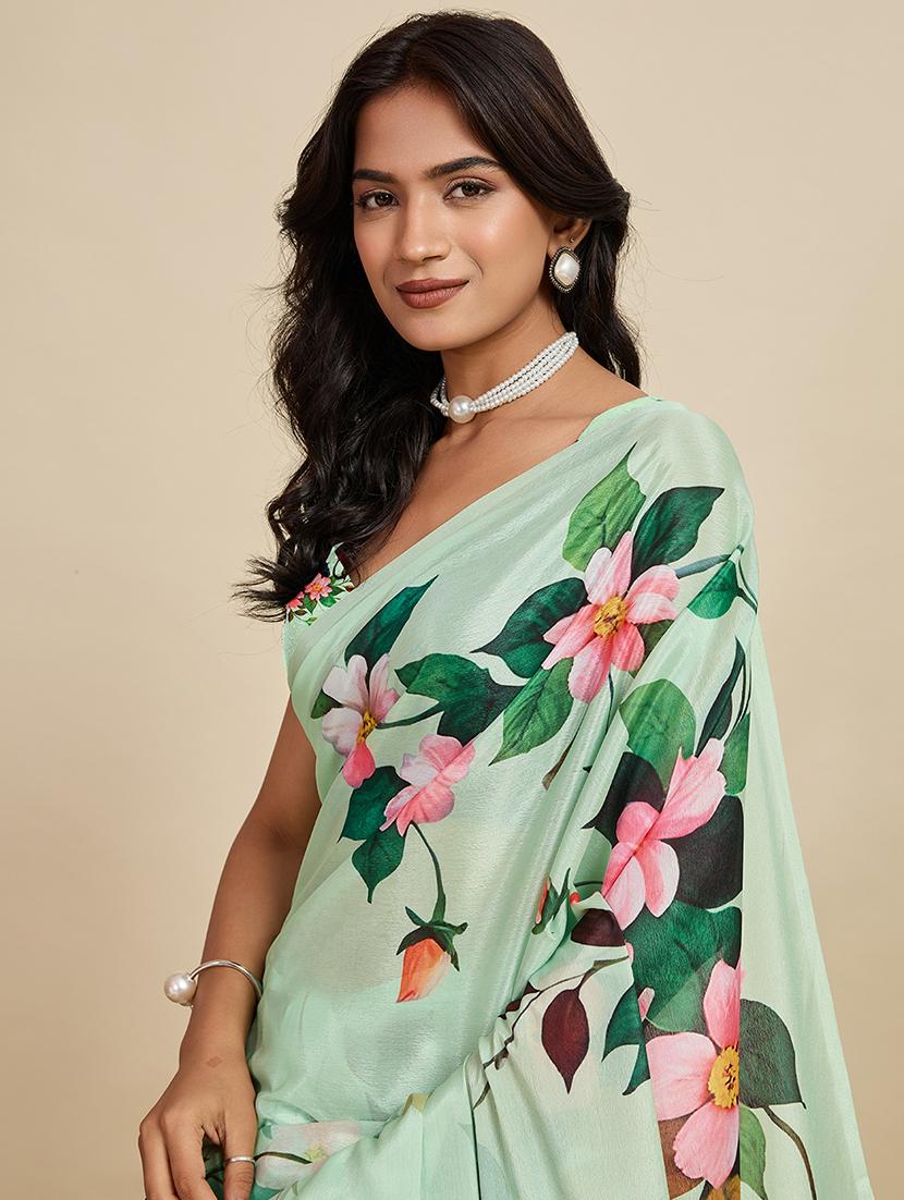 women floral printed saree with blouse - 22058780 - Standard Image - 4