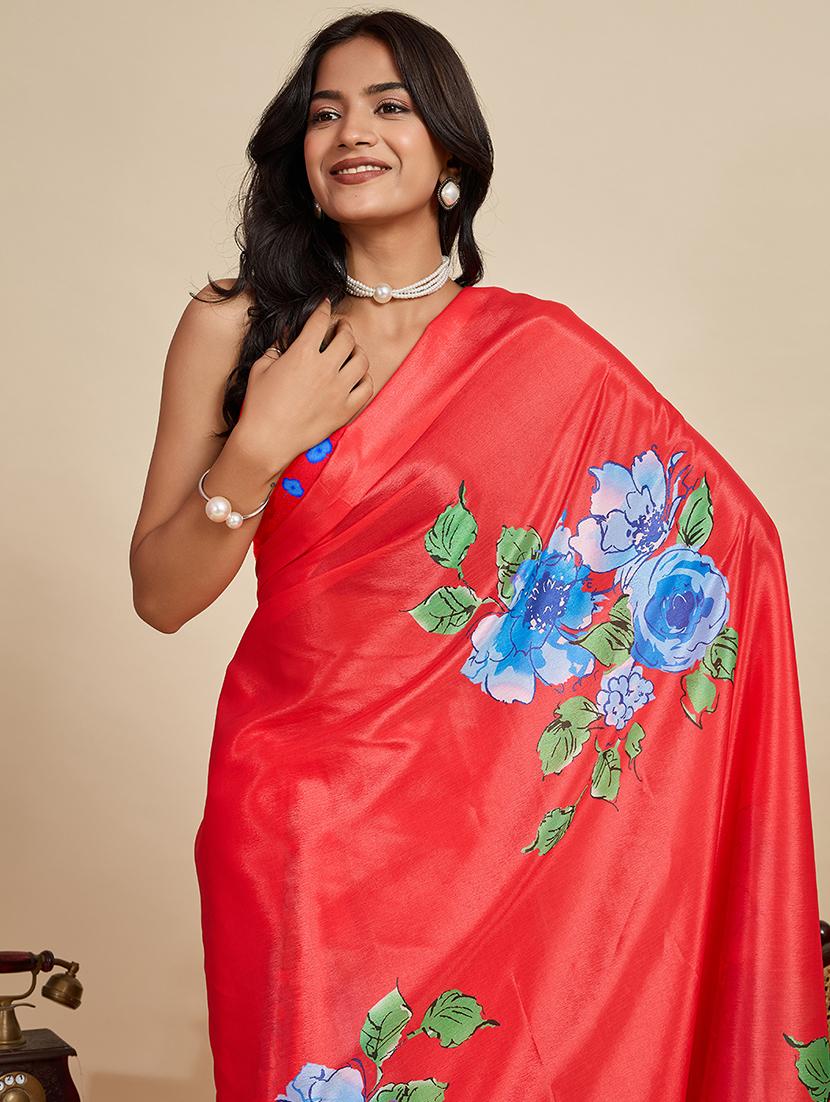 women floral printed saree with blouse - 22058782 - Standard Image - 4