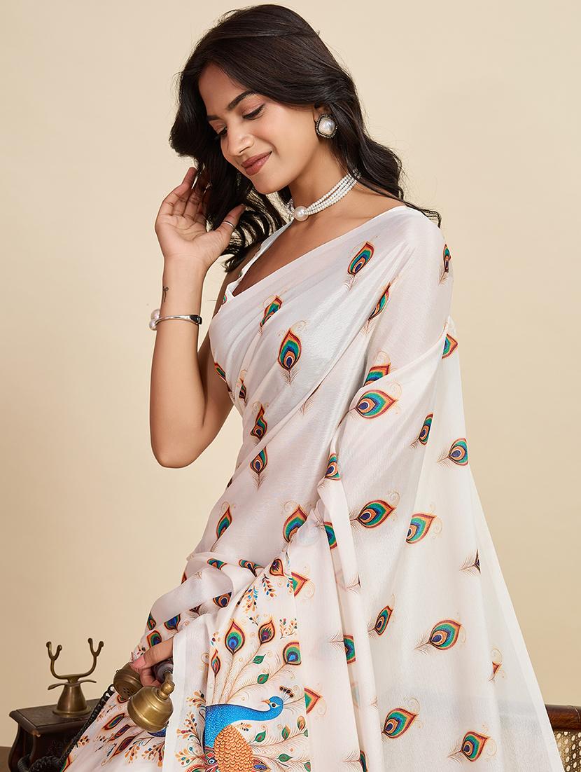 women printed casual wear saree with blouse - 22058783 - Standard Image - 4