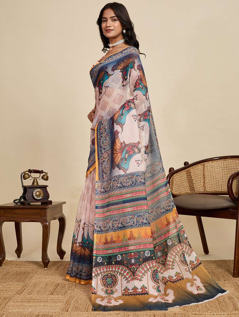 women printed casual wear saree with blouse - 22058788 -  Standard Image - 1