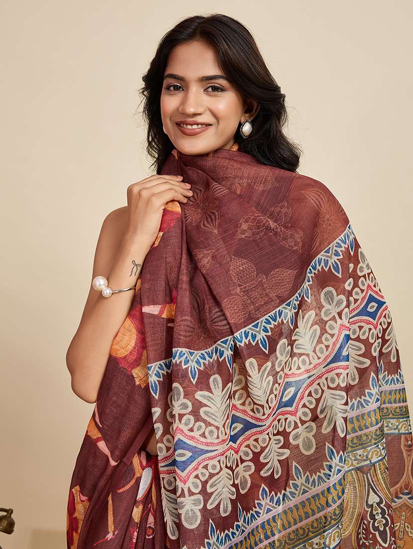 women printed casual wear saree with blouse - 22058789 -  Standard Image - 4