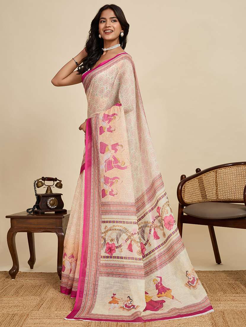 women printed casual wear saree with blouse - 22058790 - Standard Image - 1