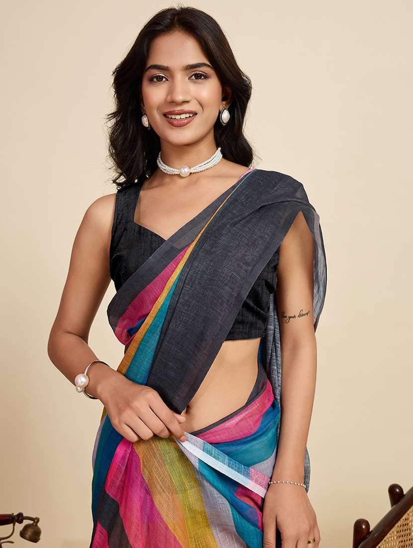 women printed casual wear saree with blouse - 22058791 -  Standard Image - 4