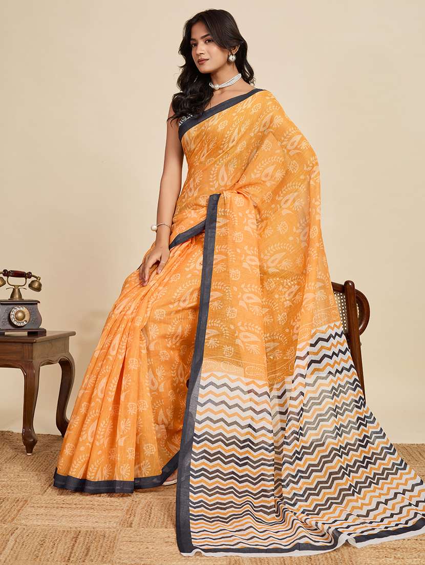 women printed casual wear saree with blouse - 22058792 -  Standard Image - 1