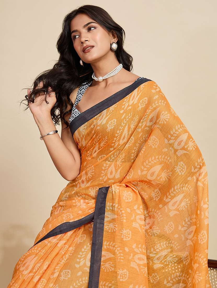 women printed casual wear saree with blouse - 22058792 -  Standard Image - 4