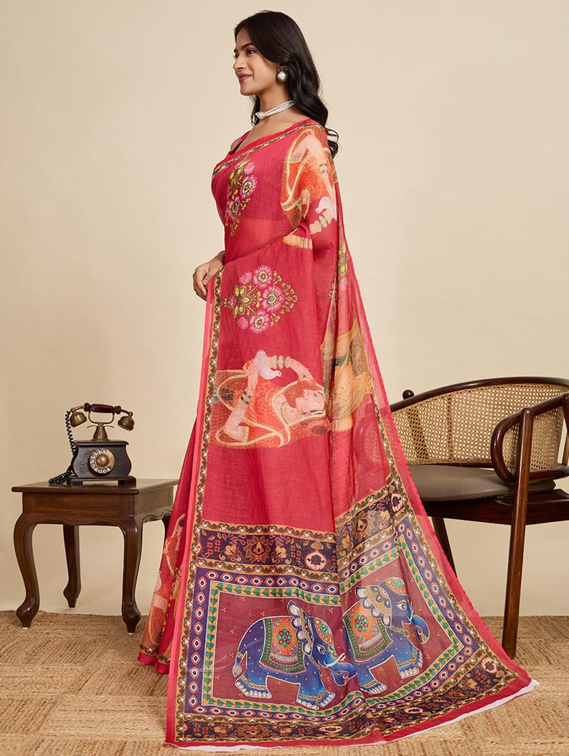 women printed casual wear saree with blouse - 22058793 - Standard Image - 1