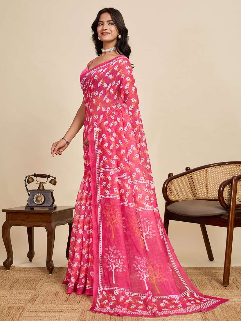 women printed casual wear saree with blouse - 22058794 - Standard Image - 1