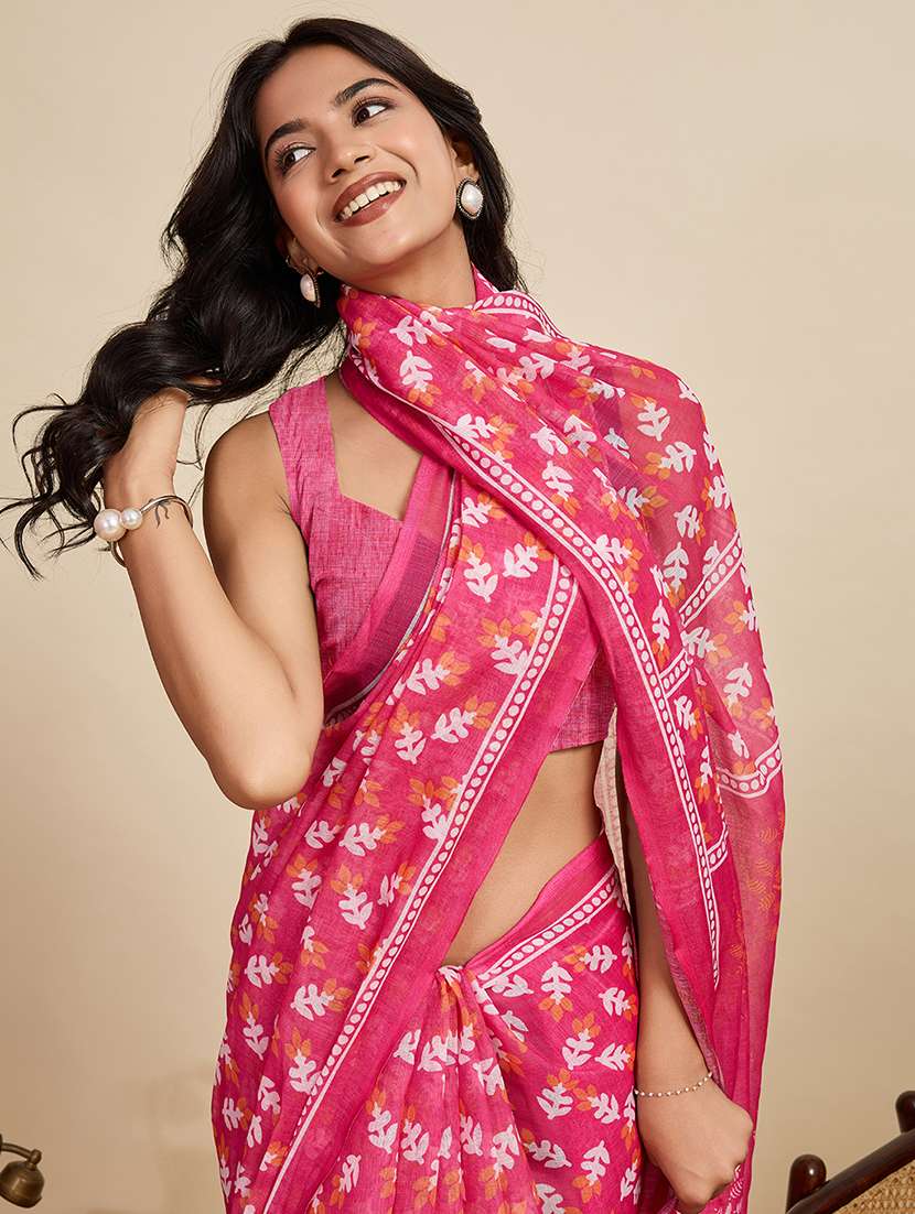 women printed casual wear saree with blouse - 22058794 - Standard Image - 4