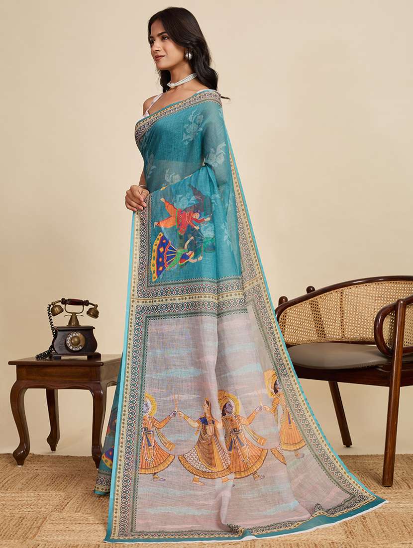 women printed casual wear saree with blouse - 22058797 -  Standard Image - 1