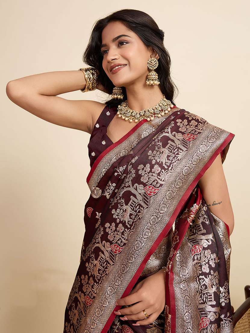 women self design banarasi saree with blouse - 22058806 -  Standard Image - 4