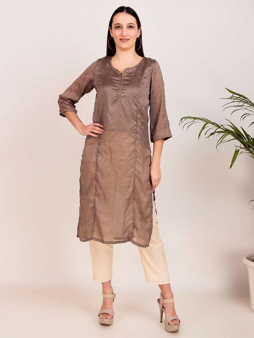women three quarter sleeve kurta pant set - 22058831 -  Standard Image - 1