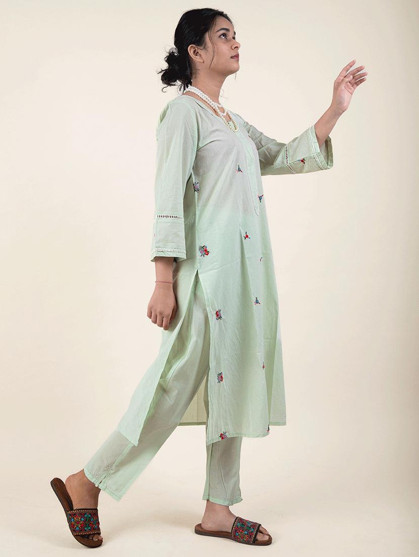 women three quarter sleeve kurta pant set - 22058971 - Standard Image - 1