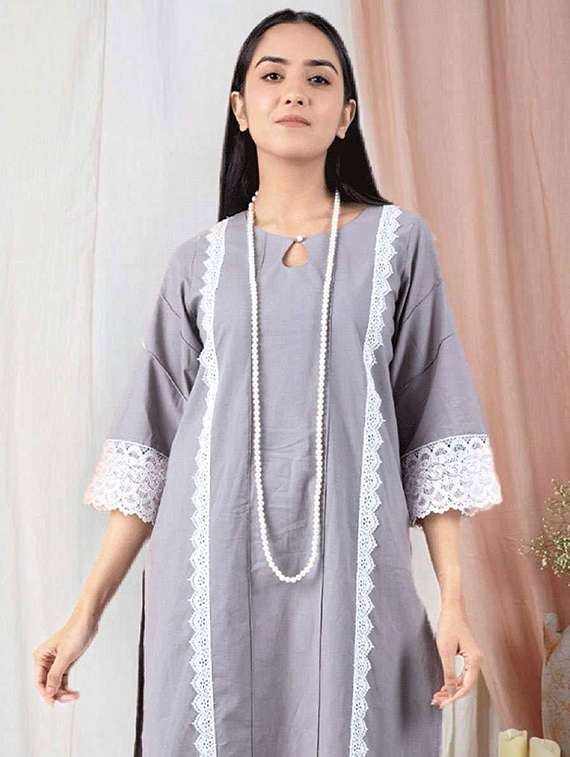 women three quarter sleeve kurta pant set - 22059020 - Standard Image - 4