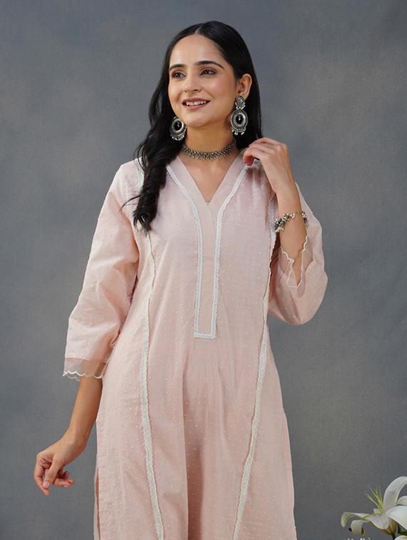women three quarter sleeve kurta pant set - 22059027 - Standard Image - 4