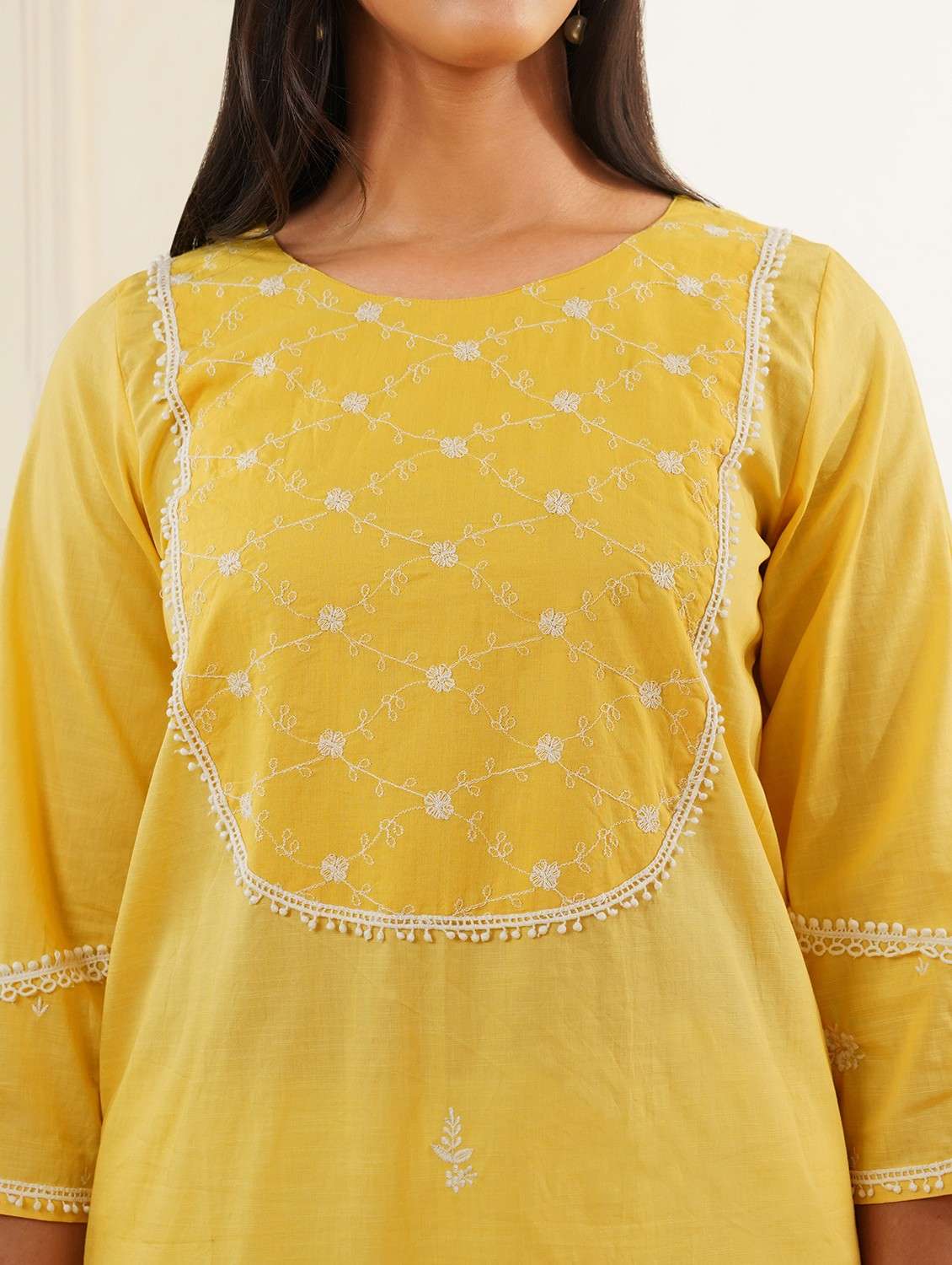 women three quarter sleeve kurta pant set - 22059229 -  Standard Image - 4