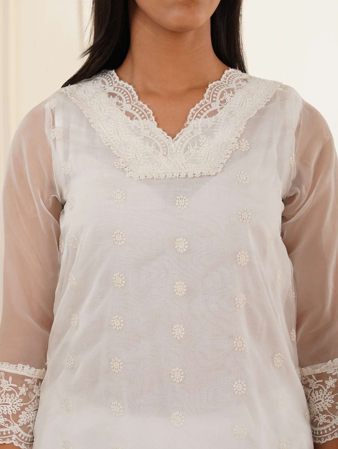 women three quarter sleeve kurta pant set - 22059248 -  Standard Image - 4