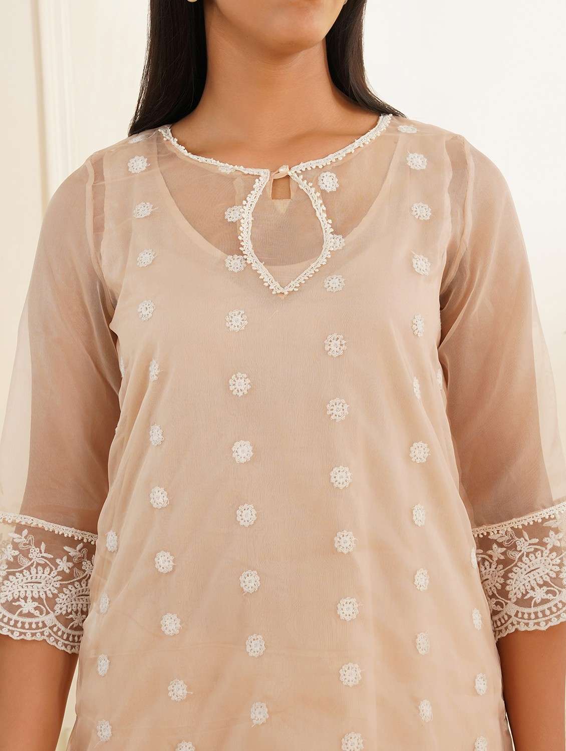 women three quarter sleeve kurta pant set - 22059250 -  Standard Image - 4