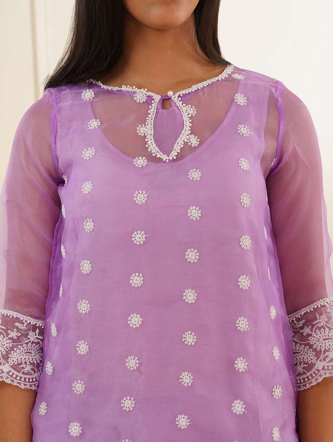 women three quarter sleeve kurta pant set - 22059252 -  Standard Image - 4