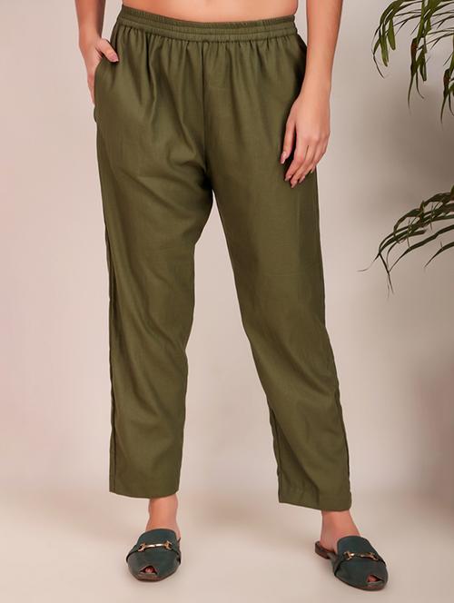 green cotton trousers - 22059263 -  Standard Image - 0