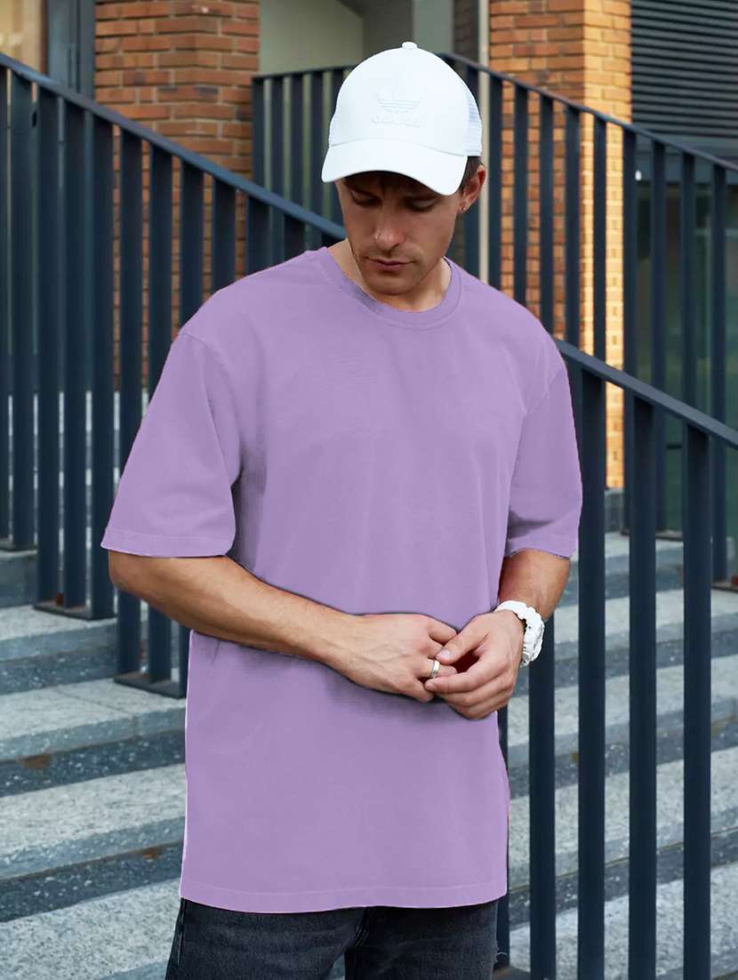 men solid short sleeve oversized t-shirt - 22059305 -  Standard Image - 1