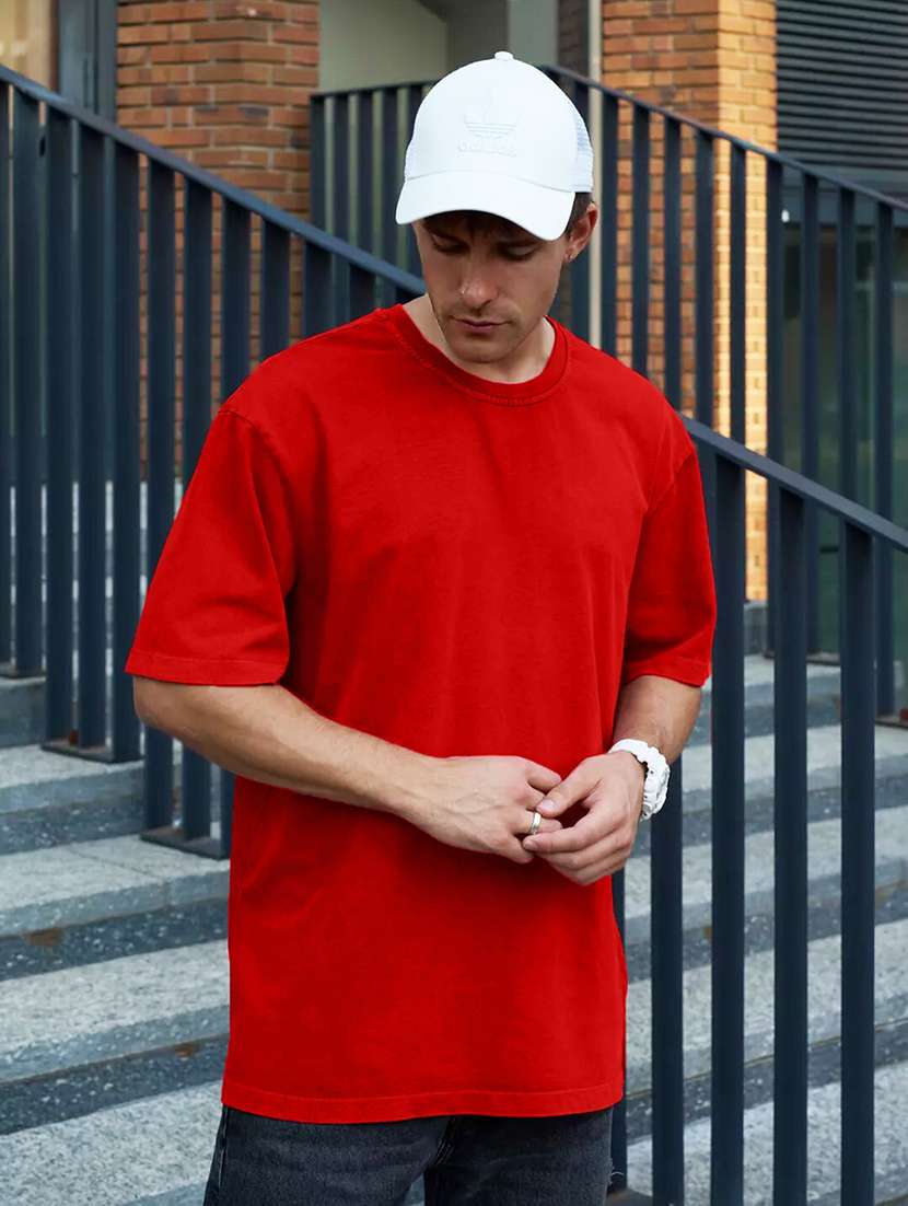 men solid short sleeve oversized fit shirt - 22059309 -  Standard Image - 1